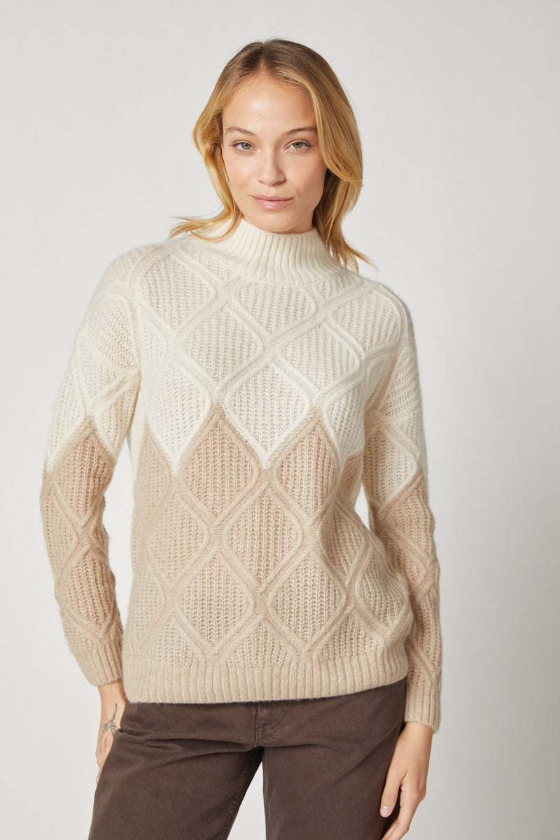 Colorblock Cable Mockneck