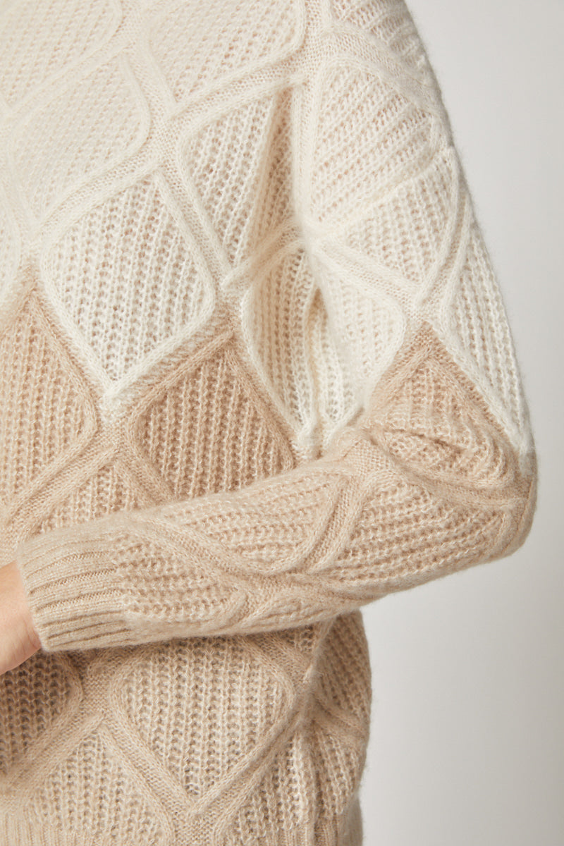 Colorblock Cable Mockneck