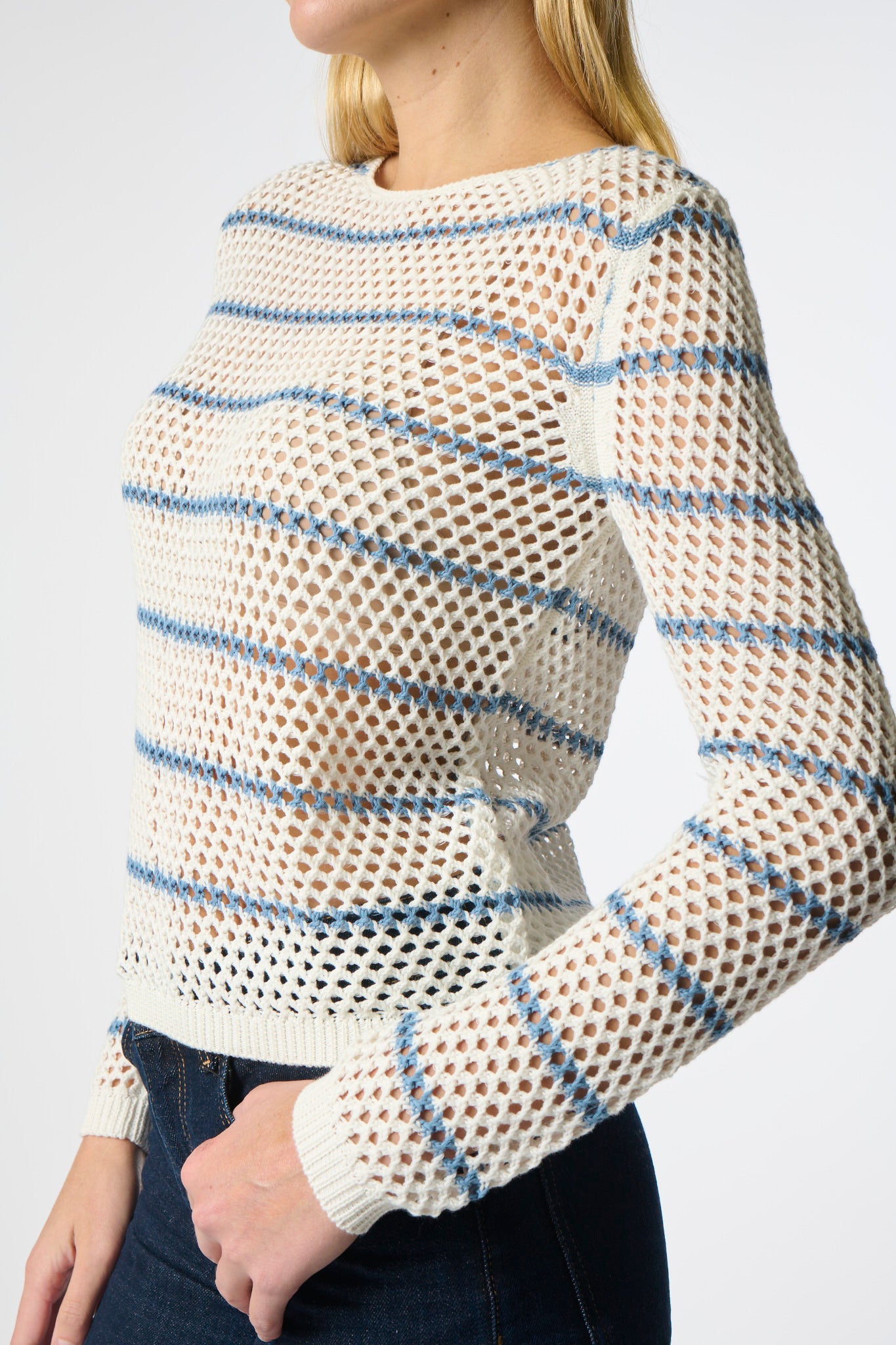 Mesh Stripe Pullover