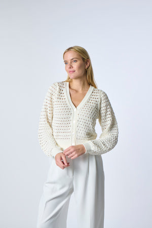 Pointelle Cropped Cardigan