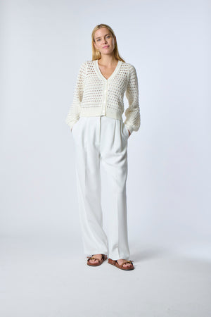 Pointelle Cropped Cardigan