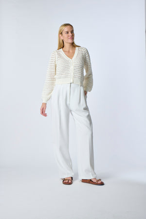 Pointelle Cropped Cardigan