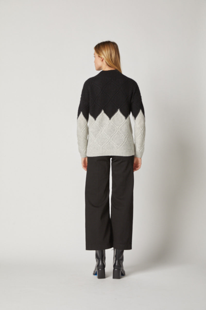 Colorblock Cable Mockneck