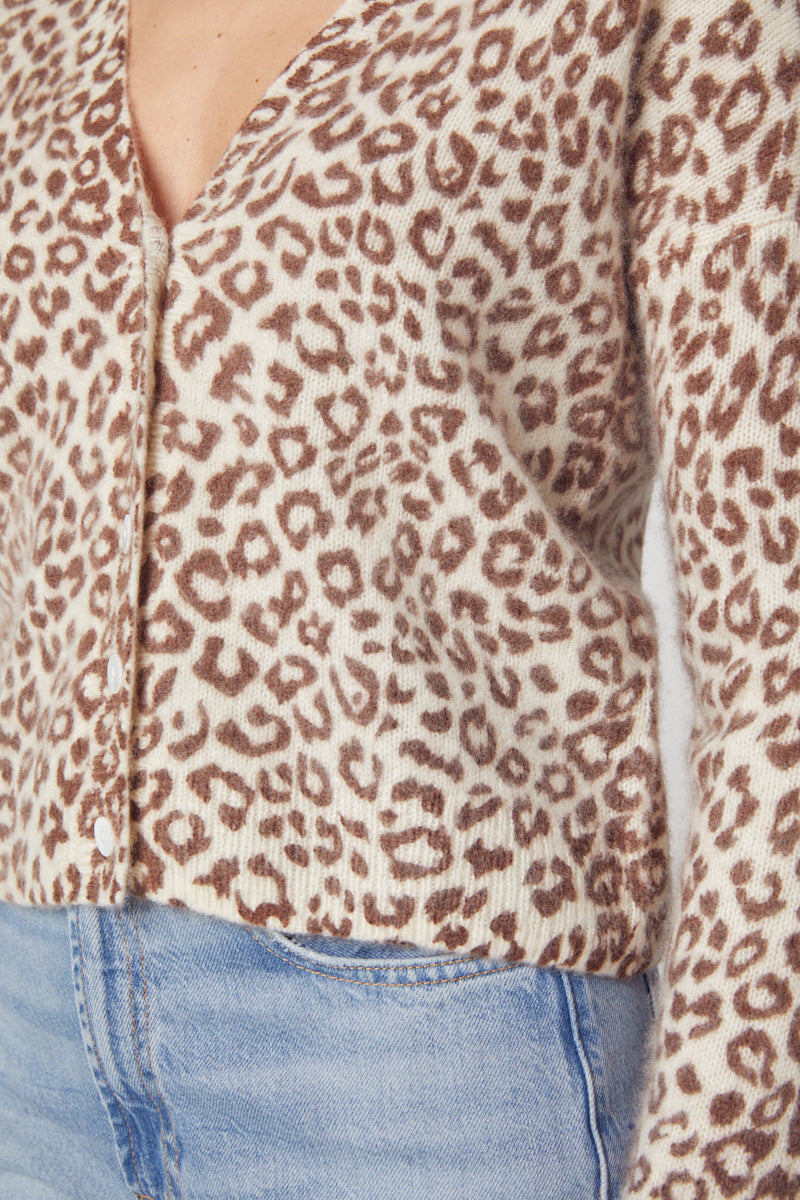 Printed Cropped V Cardigan