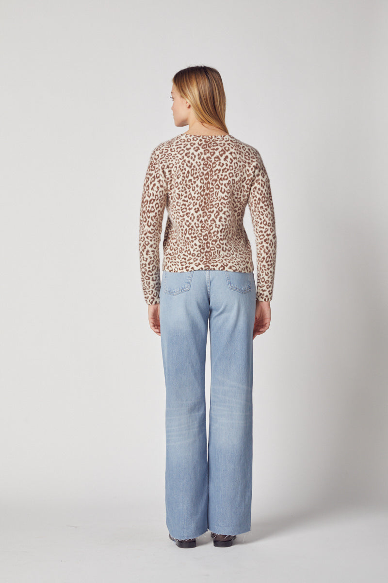 Printed Cropped V Cardigan