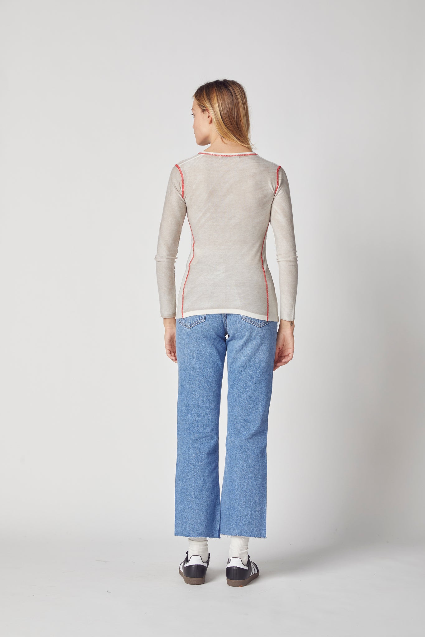 Overdyed V Neck Coverstitch